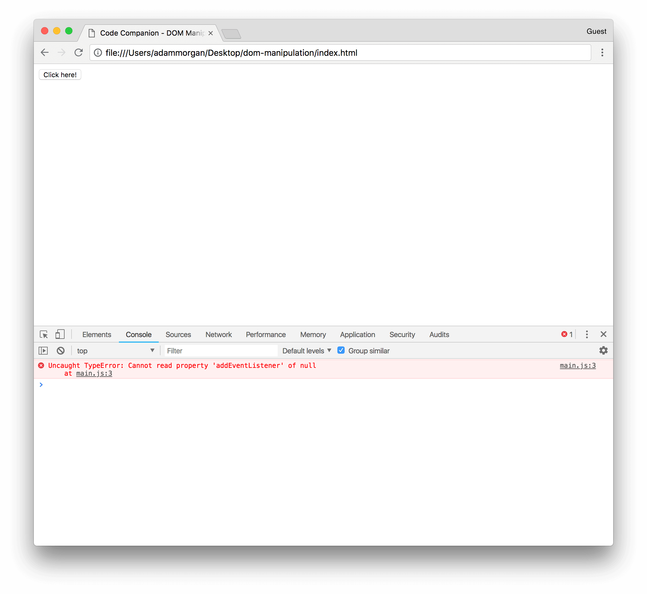 Event listener error