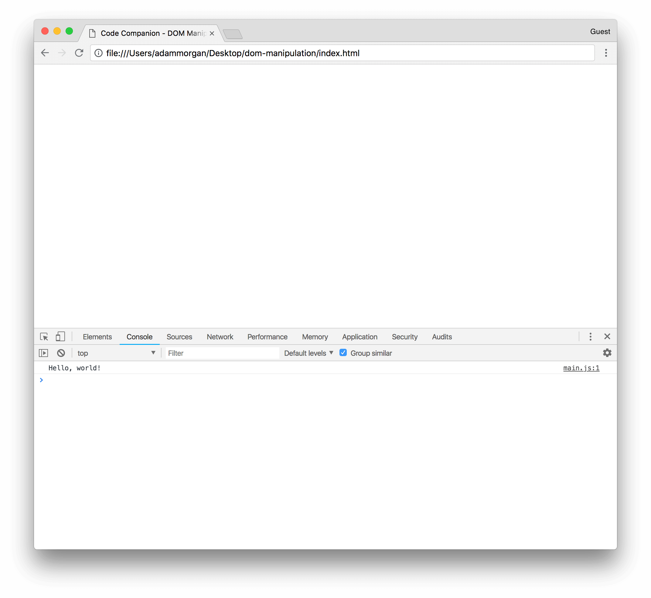 HTML and JavaScript, hello world