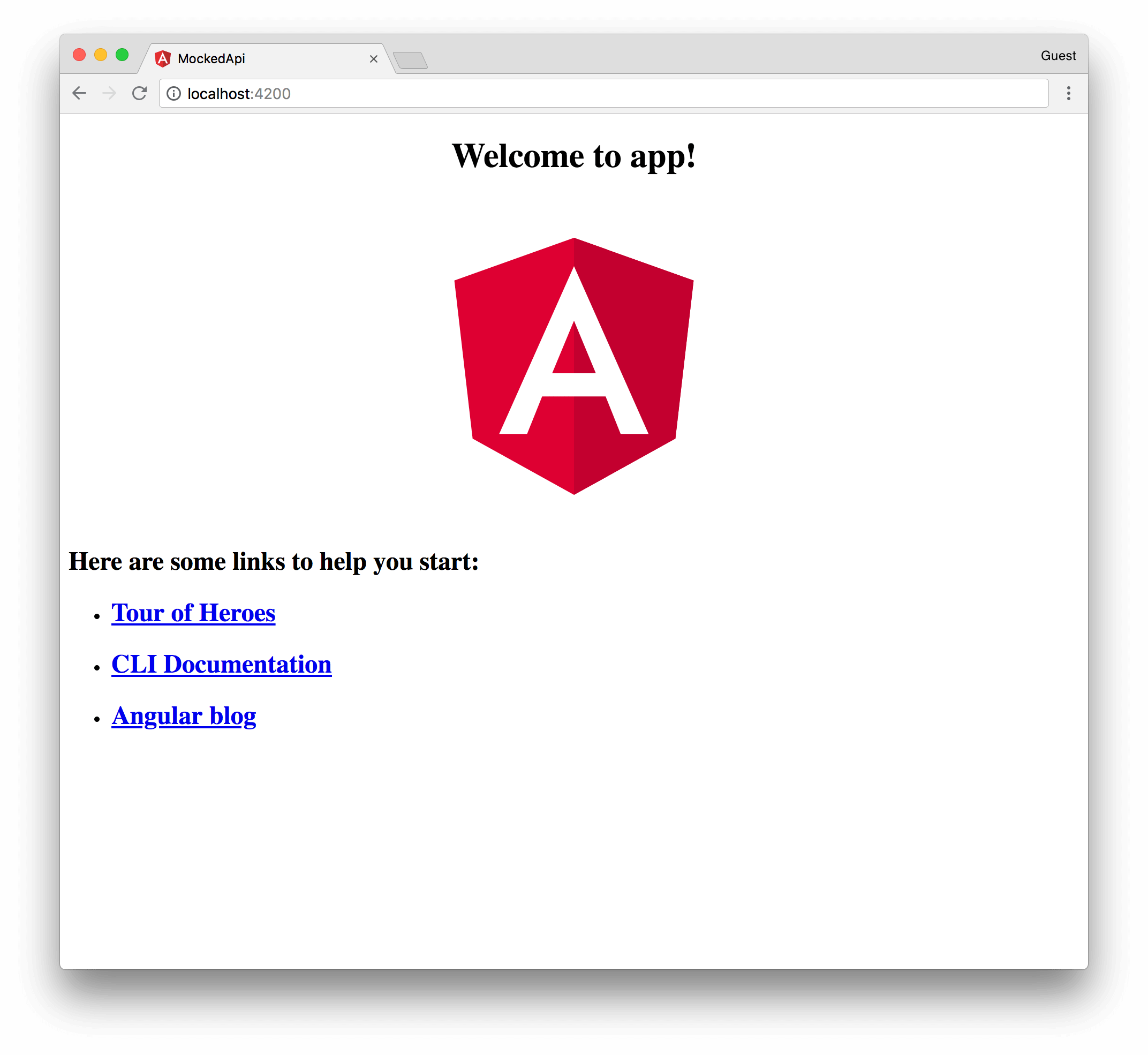 Default Angular application