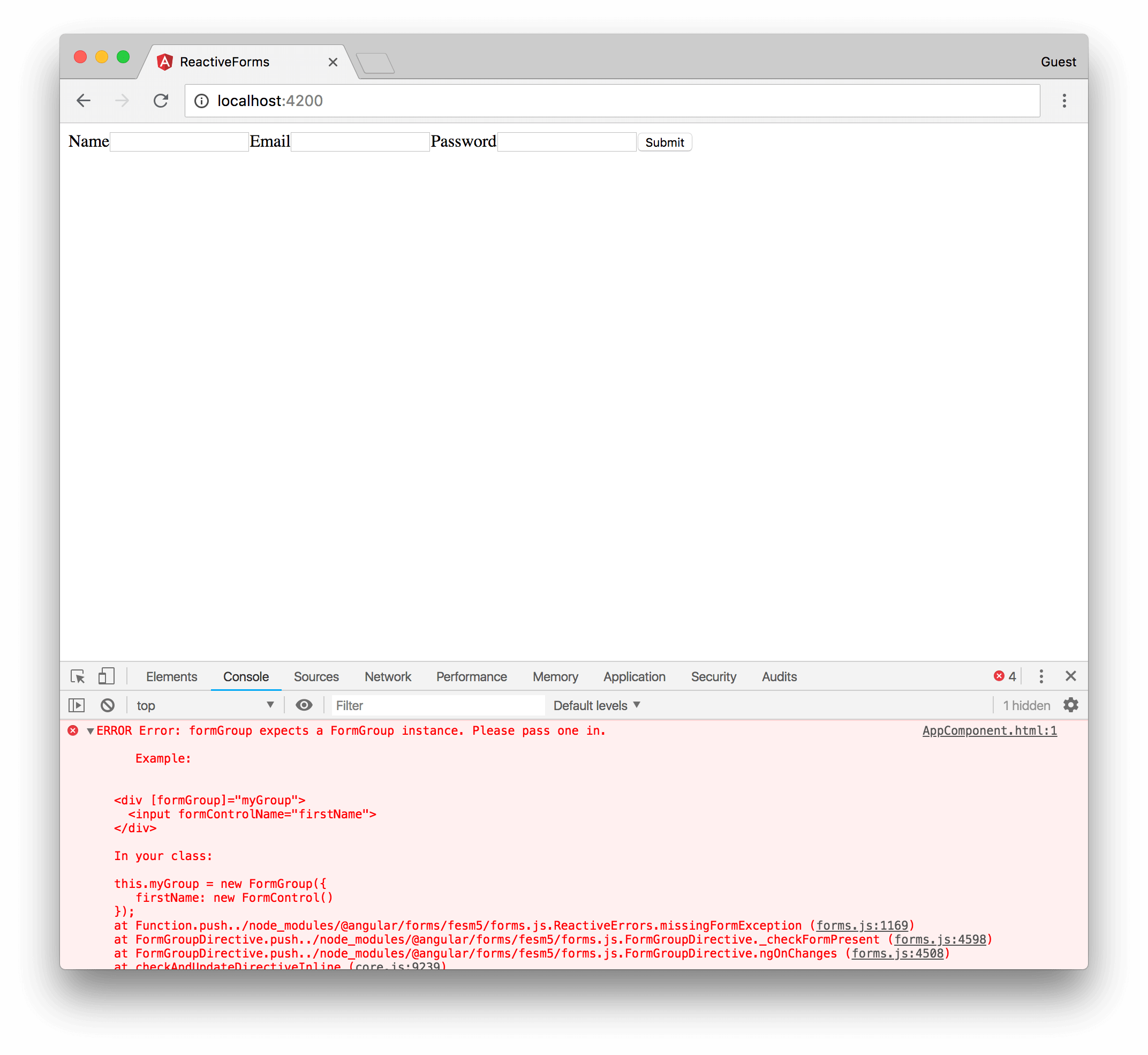 No formgroup instance