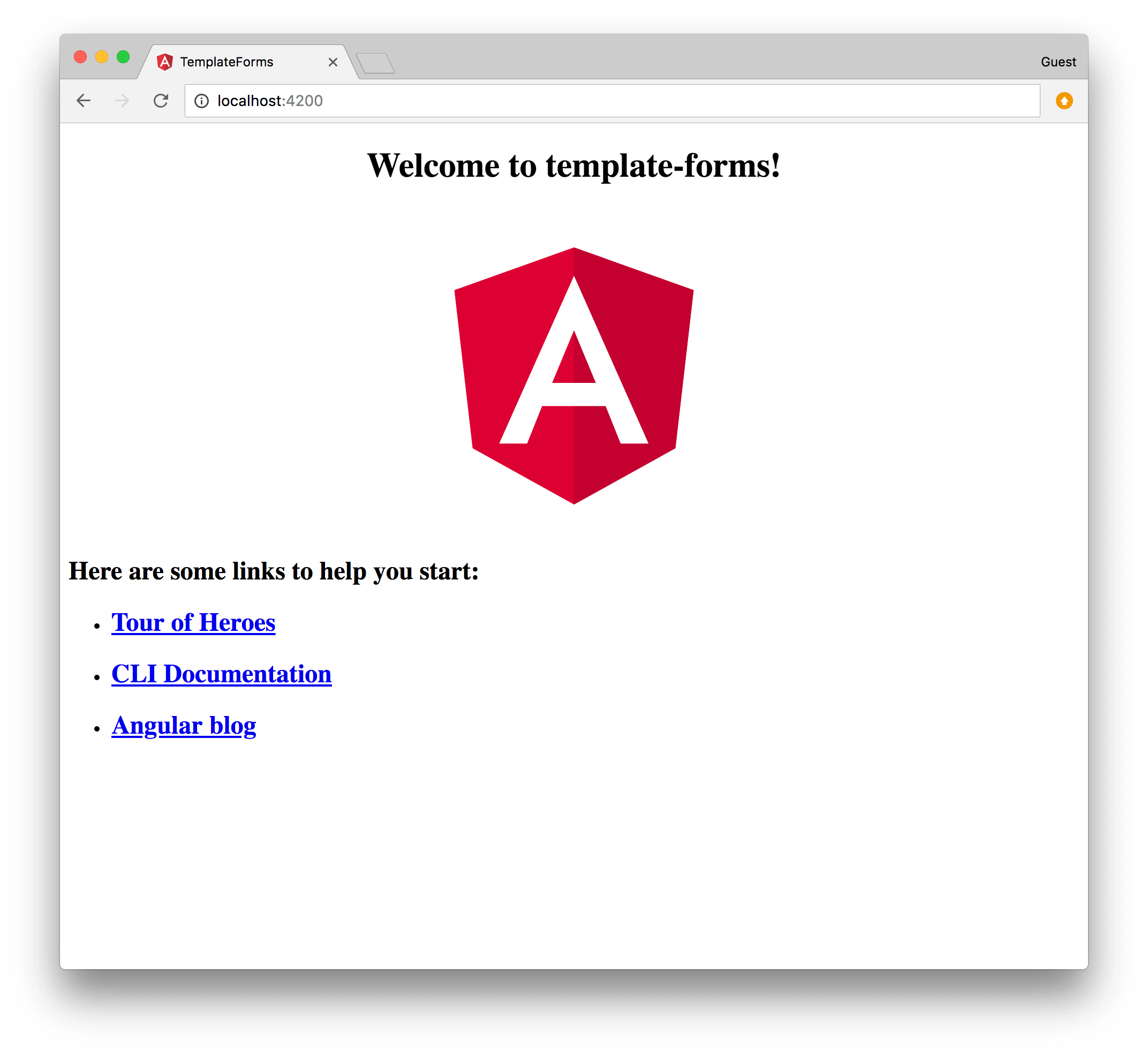 Default Angular application